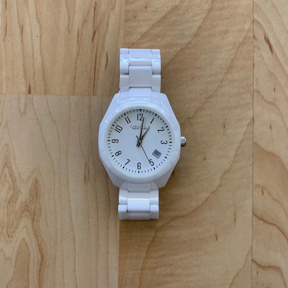 Women’s white caravelle watch